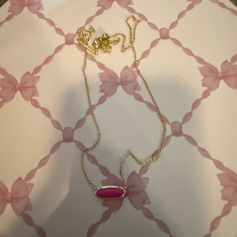 Kendra Scott Gold Necklace with Pink Pendant